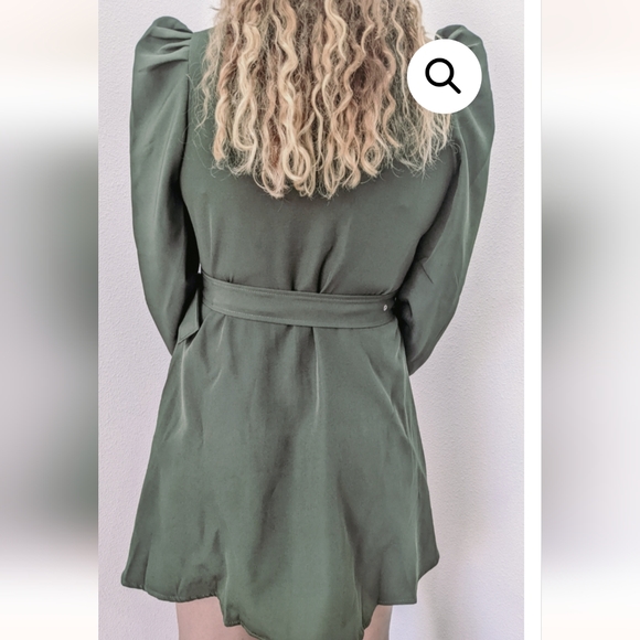 NWT MILITARY UTILITY ARMY GREEN LONG PUFF SLEEVE VINTAGE DRESS SIZE:SMALL- LARGE - Picture 10 of 11